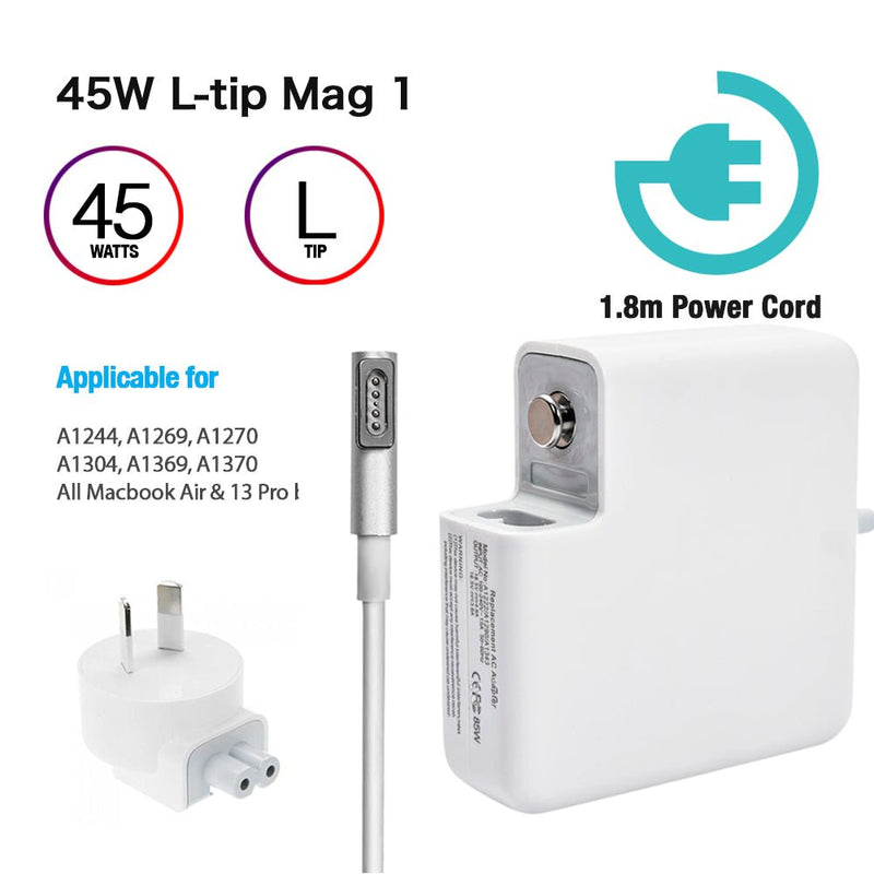TEGAL - MacBook Air Charger MacBook Pro Power Adapter - 45W MagSafe1 L-tip
