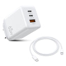 65W GaN Type-C 3-Port PD Fast Charger Power Adapter