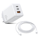 65W GaN Type-C 3-Port PD Fast Charger Power Adapter