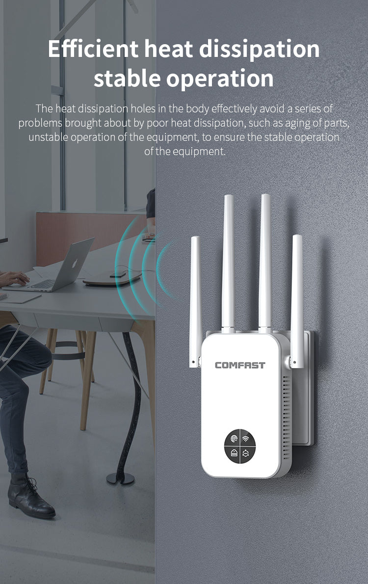 TEGAL - COMFAST Wifi Extender Signal Booster 1200Mbps Dual Band 5G 4 Antenna - OLED 1200 Dual Band