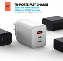 65W GaN Type-C 3-Port PD Fast Charger Power Adapter