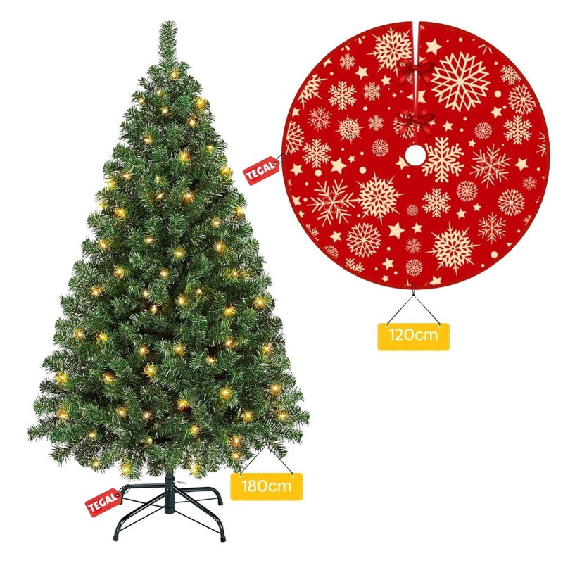 TEGAL Lifelike 180cm Christmas Tree - Perfect for Home or Office Decor with tree skirt