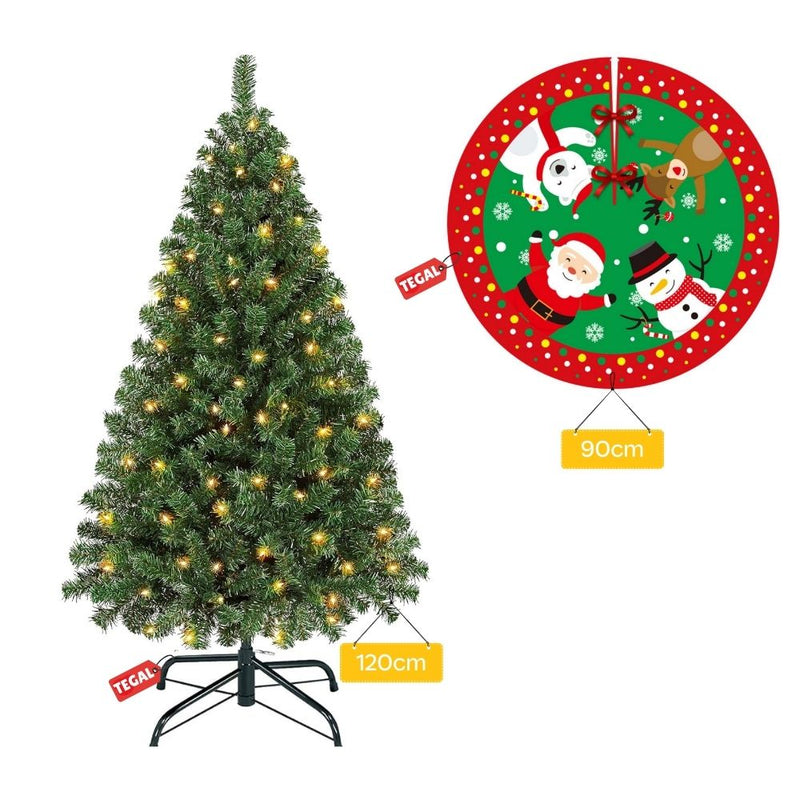 Deluxe Green Pine Christmas Tree Pre Lit 120cm 325 Tips