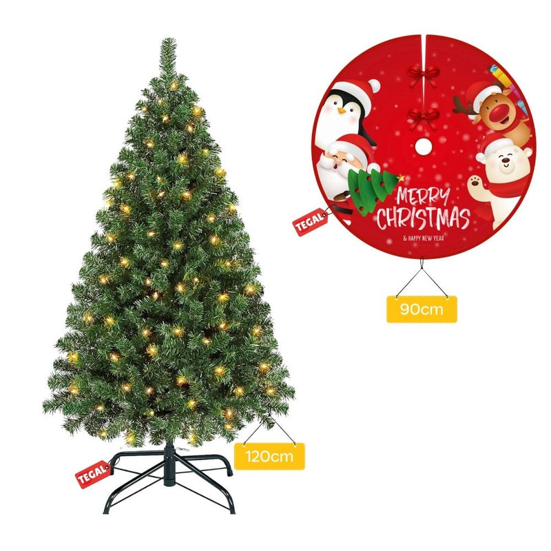 Deluxe Green Pine Christmas Tree Pre Lit 120cm 325 Tips