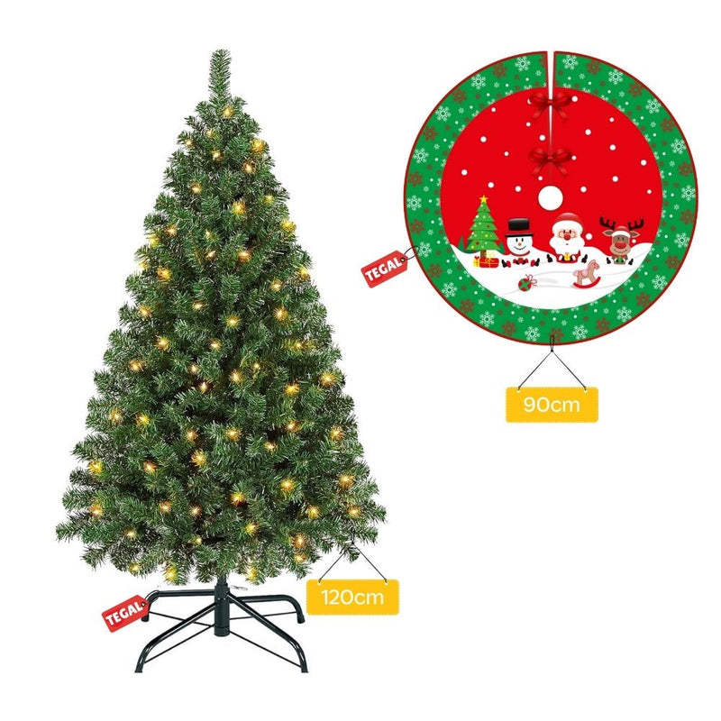 Deluxe Green Pine Christmas Tree Pre Lit 120cm 325 Tips