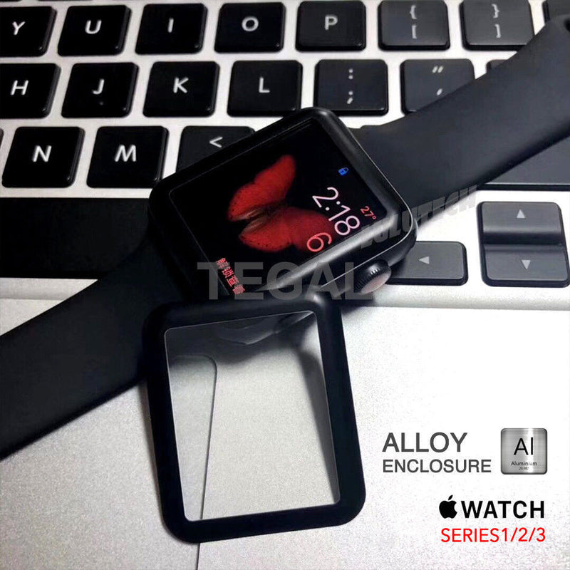 TEGAL - Tempered Glass Apple Watch iWatch Screen Protector - 38mm Black Alloy