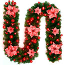 TEGAL - Christmas Garland with LED Lights 2.7M / 9FT Xmas Decorations - Red -