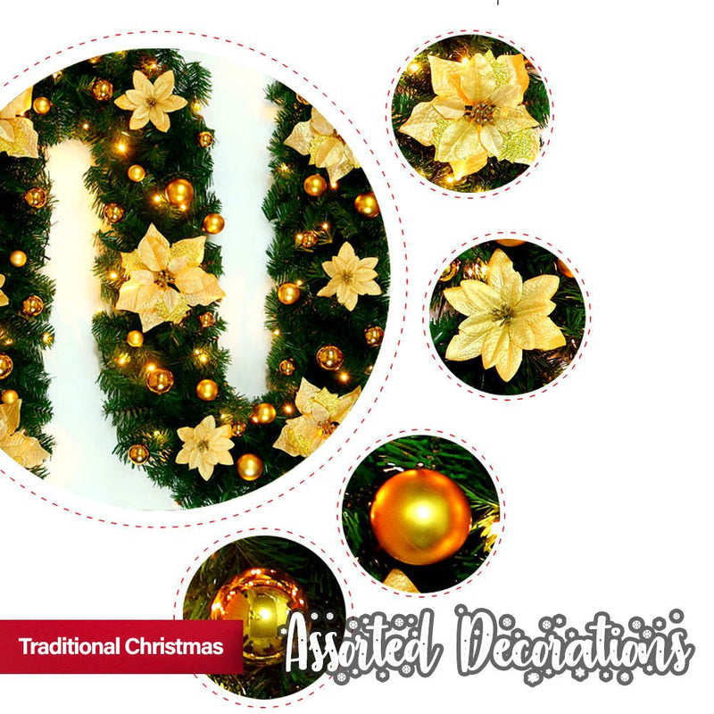 TEGAL - Christmas Garland with LED Lights 2.7M / 9FT Xmas Decorations - Silver -