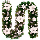 TEGAL - Christmas Garland with LED Lights 2.7M / 9FT Xmas Decorations - Silver -