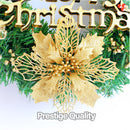 TEGAL - Christmas Wreath 40cm Width Xmas Door Decorations - 4 Flowers -