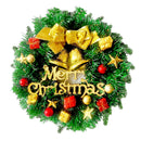 TEGAL - Christmas Wreath 40cm Width Xmas Door Decorations - Bell with Gold Tie -
