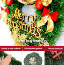 TEGAL - Christmas Wreath 40cm Width Xmas Door Decorations - Bell with Gold Tie -