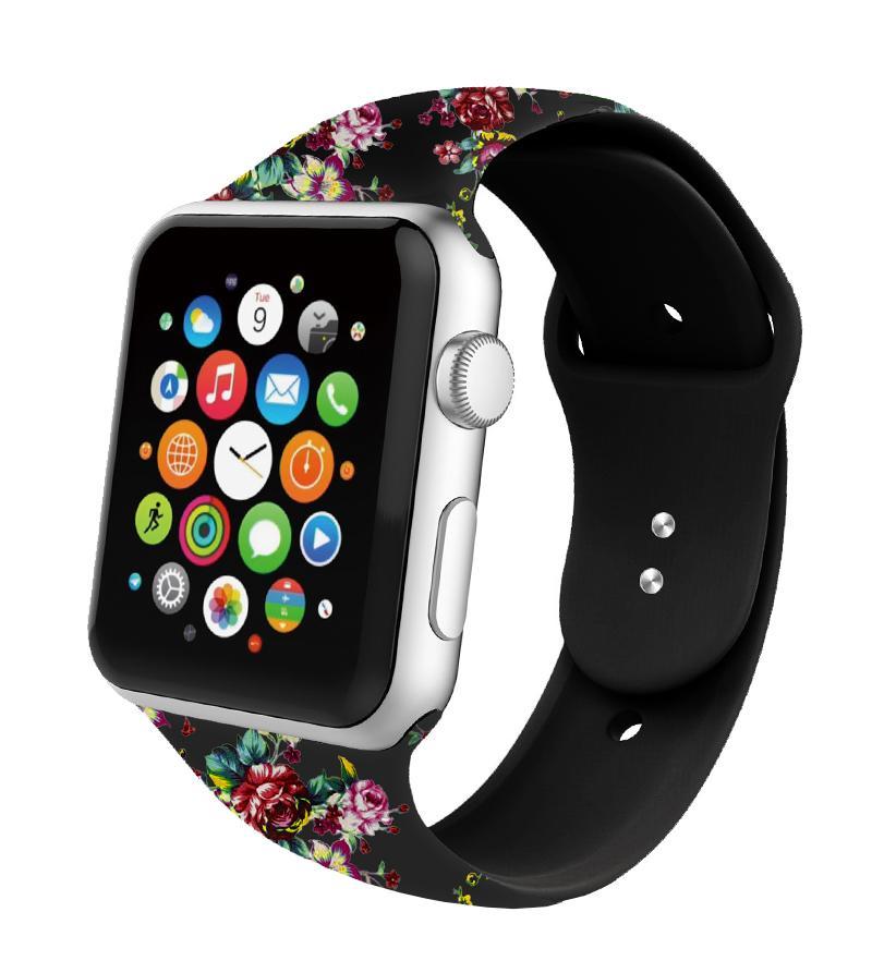 TEGAL - Floral Print Silicone Watch Band Apple Watch 44mm Style