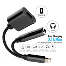 TEGAL - Lightning to 3.5mm AUX Audio and Charge Jack Splitter - Black