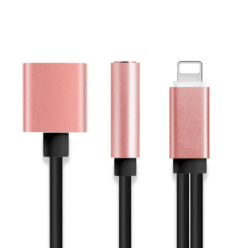 TEGAL - Lightning to 3.5mm AUX Audio and Charge Jack Splitter - Rose Gold