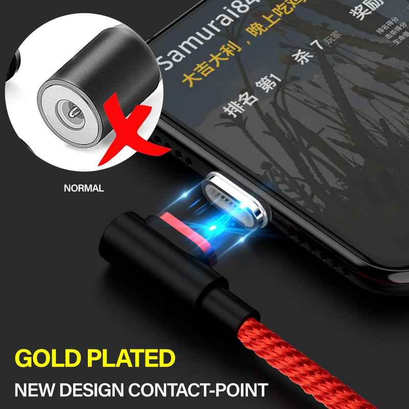 TEGAL - Magnetic Sideway Fast Charging Cable for Micro USB 1m Red -