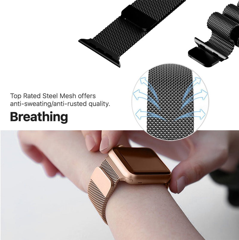 TEGAL - Milanese Loop Apple Watch Strap For Apple Watch 38mm Rose Gold -