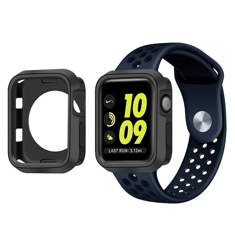TEGAL - Nike Silicone Band Sport Loop with Bumper Apple Watch 40mm Black-Black - 1x Bumper & Band