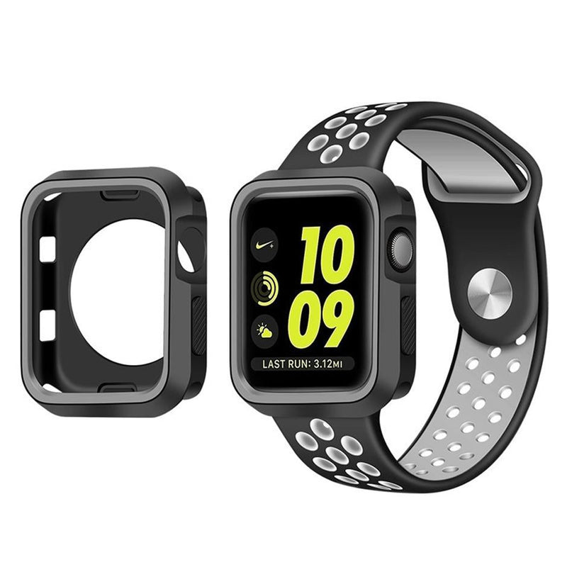 TEGAL - Nike Silicone Band Sport Loop with Bumper Apple Watch 40mm Black-Grey - 1x Bumper & Band