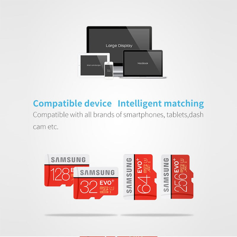 Samsung - Samsung EVO Plus MicroSDXC with SD Adapter 16GB 32GB 64GB 128GB - 128 GB (100 Mbps)