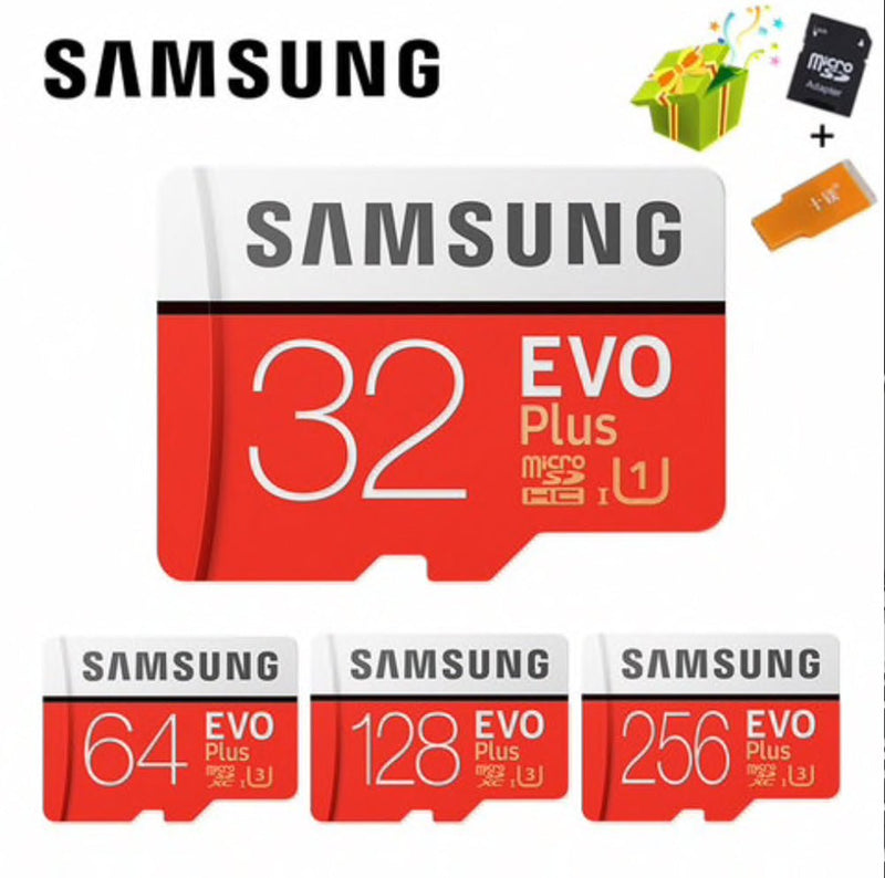 Samsung - Samsung EVO Plus MicroSDXC with SD Adapter 16GB 32GB 64GB 128GB - 128 GB (100 Mbps)