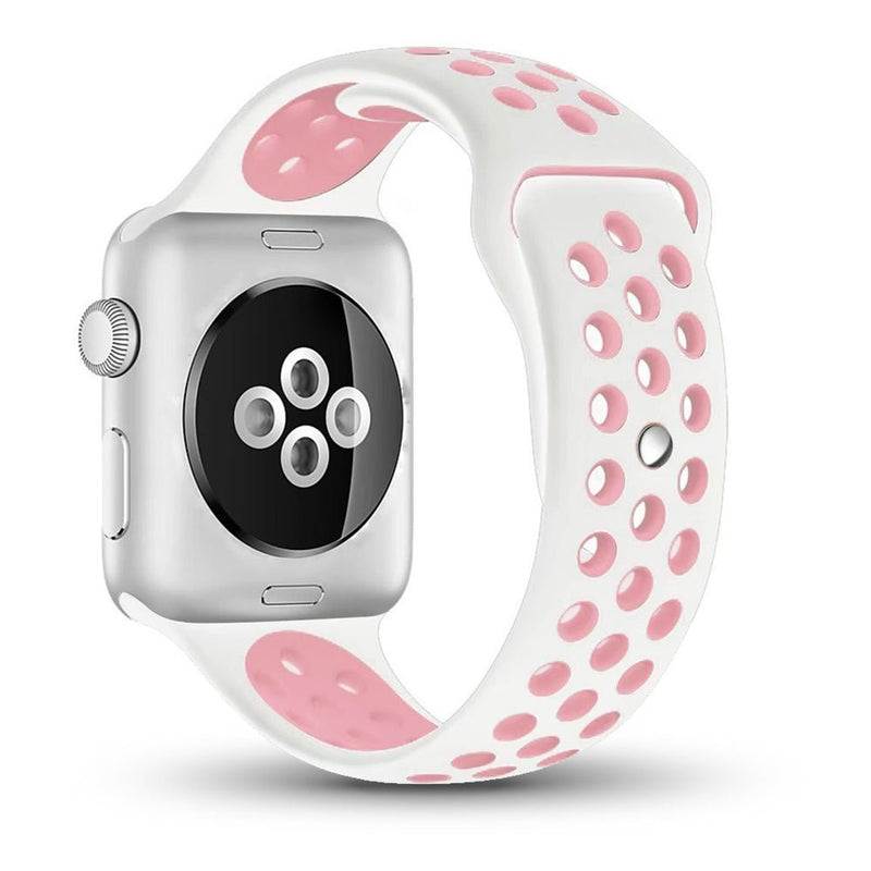 TEGAL - Silicone Apple Watch Band Sport Loop For Apple Watch 40mm White/Pale Pink -