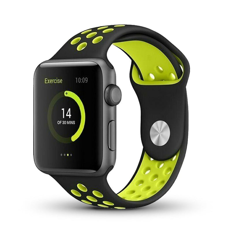 TEGAL - Silicone Apple Watch Nike Band Sport Loop For Apple Watch 40mm Black/Volt -