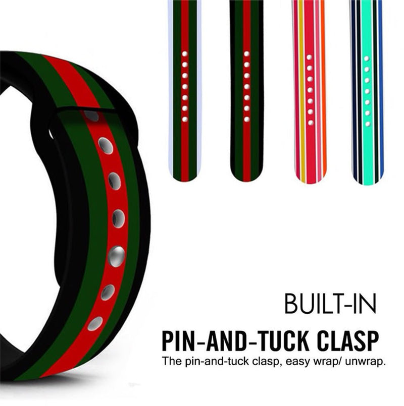 TEGAL - Silicone Watch Band for Apple Watch 38mm Black-Red-Green -