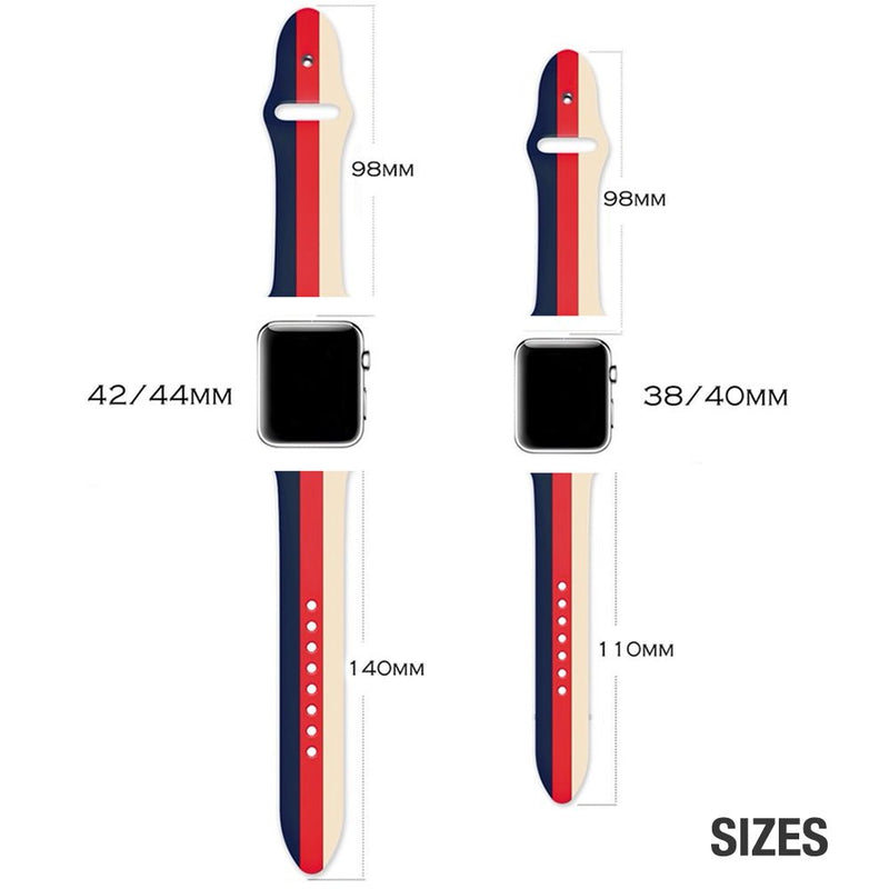 TEGAL - Silicone Watch Band for Apple Watch 38mm Black-Red-Green -