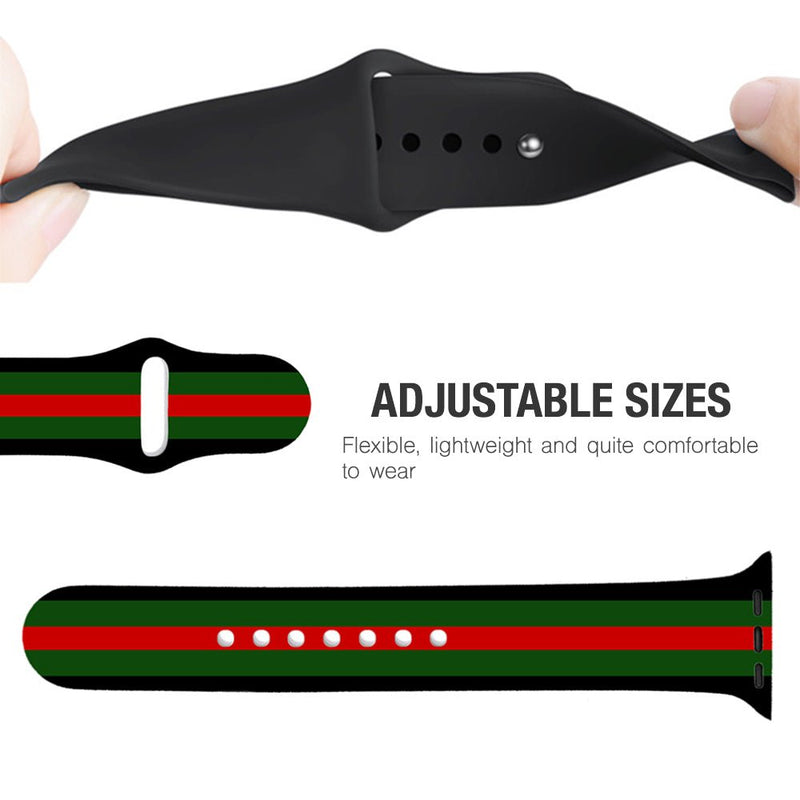 TEGAL - Silicone Watch Band for Apple Watch 38mm White-Red-Green -