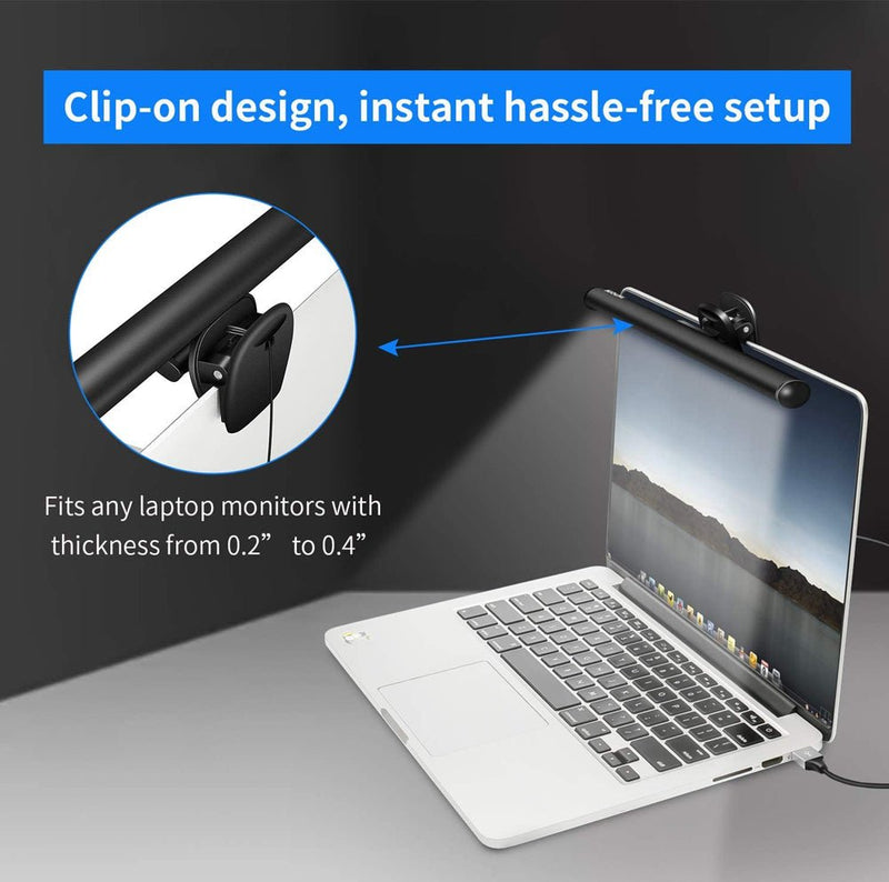 TEGAL - TEGAL Clip On USB Dimmable Reading Light Laptop Screen Bar -