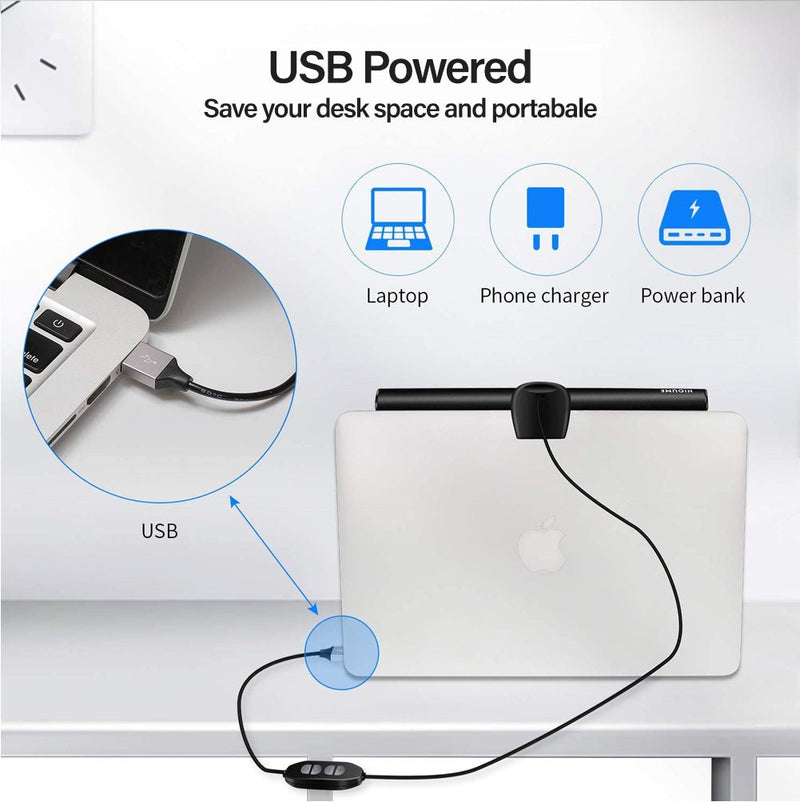 TEGAL - TEGAL Clip On USB Dimmable Reading Light Laptop Screen Bar -