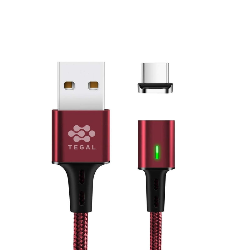 TEGAL - TEGAL ESTAR Magnetic 5A USB C Fast Charging Cable 1m Burgundy Red -