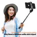 TEGAL - TEGAL Extendable Monopod Selfie Stick with Bluetooth Wireless Remote Shutter - Black