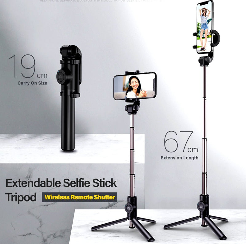 TEGAL - TEGAL Extendable Monopod Selfie Stick with Bluetooth Wireless Remote Shutter - Black
