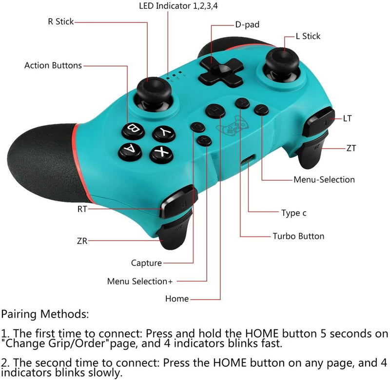 TEGAL - TEGAL Wireless Nintendo Switch Pro Dual Motor Controller Blue -
